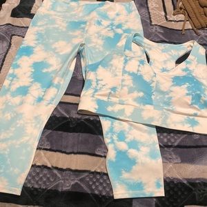 Blue /white fabletics workout set